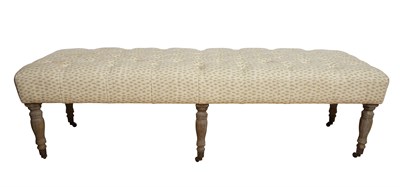 Lot 181 - Bleached Oak Upholstered Long Bench Height 17,...