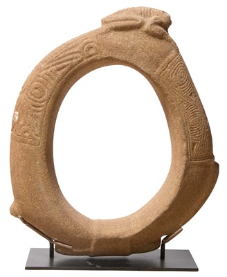 Lot 227 - Ring-Form Sandstone Carving With a stand....