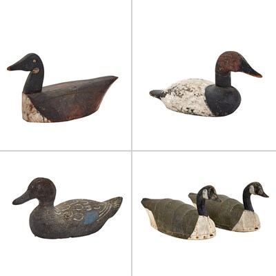 Lot 74 - Group of Five Carved and Painted Wood Figures...