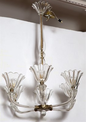 Lot 297 - Art Moderne Style Gilt-Metal and Blown Glass...