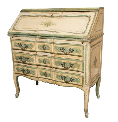 Lot 232 - Venetian Rococo Style Painted Slant Front Desk...