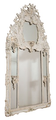 Lot 240 - Rococo Style White Painted Mirror Height 6...