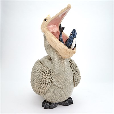 Lot 248 - Glazed Earthenware Figure of a Pelican with a...