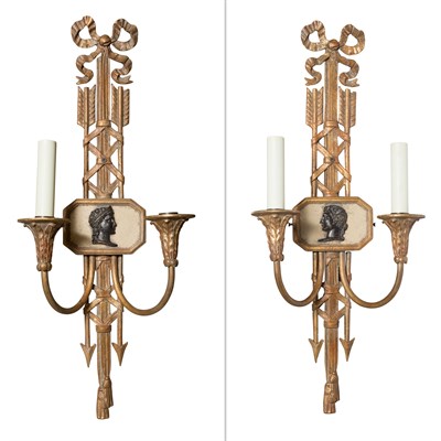 Lot 254 - Pair of Neoclassical Style Parcel Gilt and...