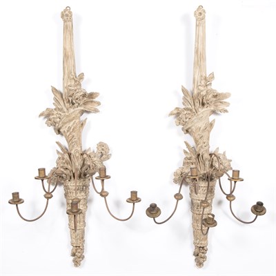 Lot 254 - Pair of Louis XVI Style Painted Wood...
