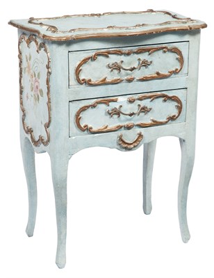 Lot 269 - Louis XV Style Blue Painted Two-Drawer Side...