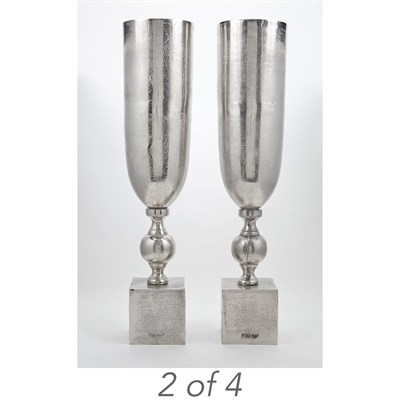 Lot 360 - Set of Four Silvered Metal Pedestal...