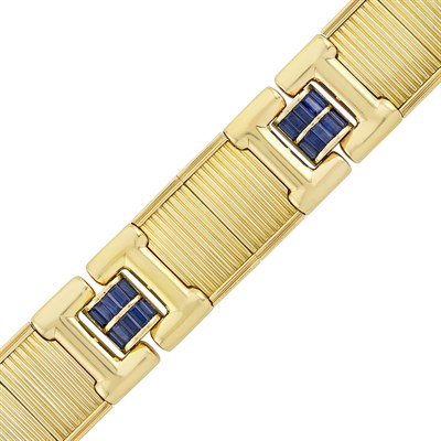 Lot 379 - Two-Color Gold and Sapphire Bracelet, Sendon