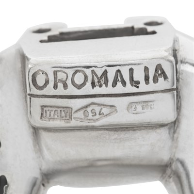 Lot 194 - White Gold, Ebony Wood and Diamond Link Bracelet, Oromalia
