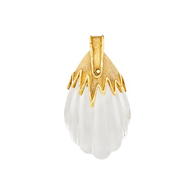 Lot 23 - Gold and Fluted Rock Crystal Pendant, Jean Paris