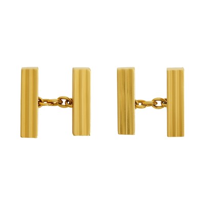 Lot 334 - Pair of Gold Cufflinks, Hermès, Paris