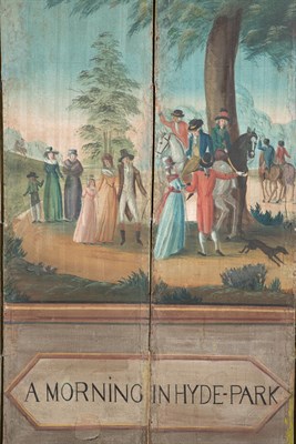 Lot 509 - Wallpaper-Panel and Painted Four-Panel Screen...