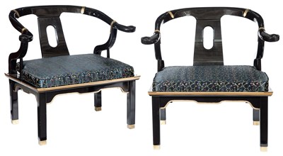 Lot 272 - Pair of Chinese Style Brass Mounted Black...