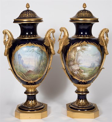 Lot 447 - Pair of Monumental Sèvres Style Gilt-Metal...