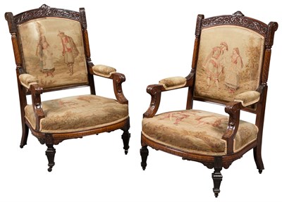 Lot 389 - Pair of Renaissance Revival Walnut...