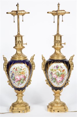 Lot 392 - Pair of Sèvres Style Gilt-Metal Mounted Gilt...