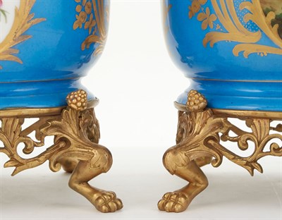Lot 393 - Pair of Sèvres Style Gilt-Metal Mounted...