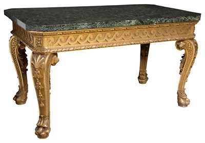 Lot 327 - George II Style Giltwood Green Marble Top...