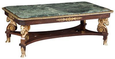 Lot 395 - Empire Style Gilt-Metal-Mounted Green Marble...