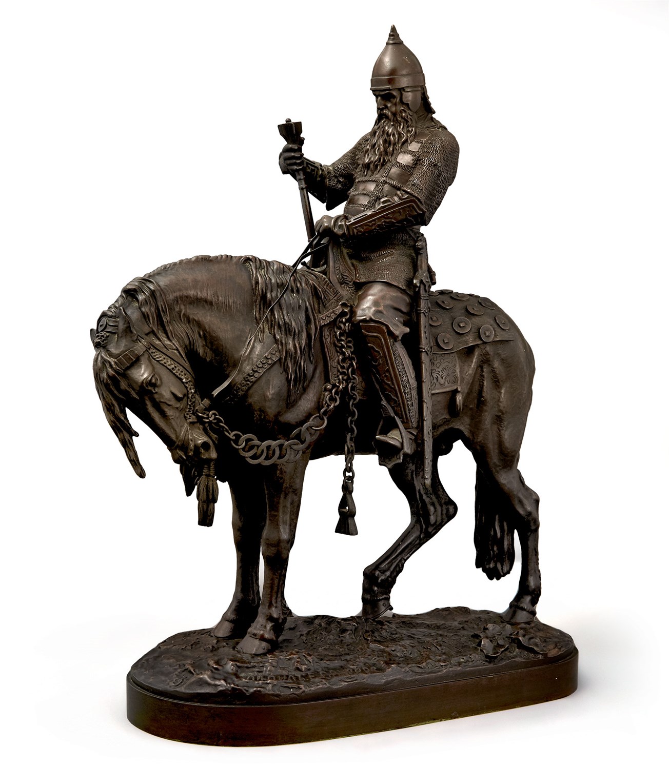 Lot 170 - Russian Bronze Group of a Voivode (Boyar...