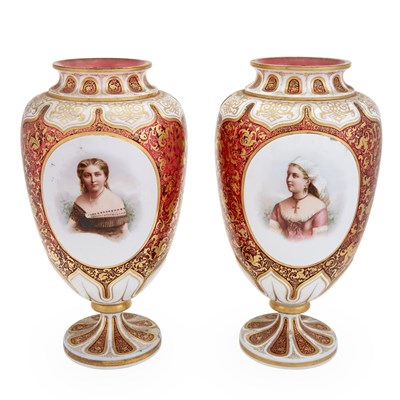 Lot 206 - Pair of Bohemian Style Gilt-Decorated Opaque...