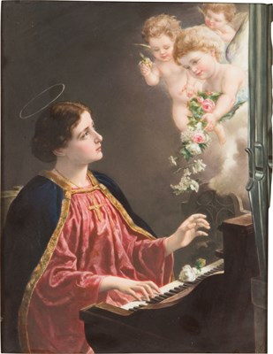 Lot 192 - Framed KPM Painted Porcelain Plaque of Saint...