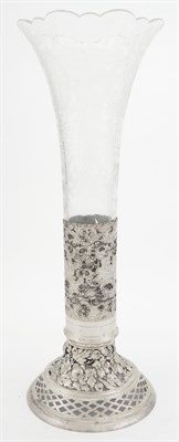 Lot 306 - Continental Silver-Mounted Etched Glass Vase...