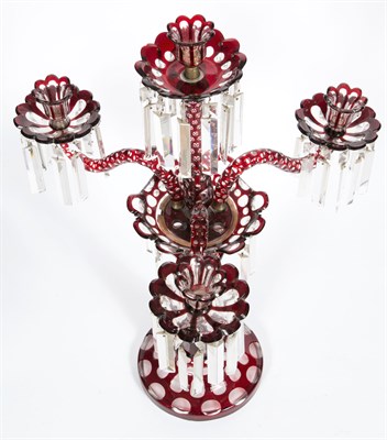 Lot 443 - Bohemian Style Ruby Flashed Colorless Glass...