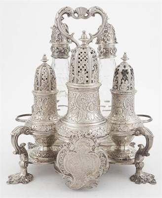 Lot 250 - George II Sterling Silver Cruet Frame Samuel...
