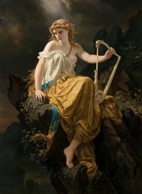 Lot 1014 - Clemens Bewer German, 1820-1884 Muse with a...