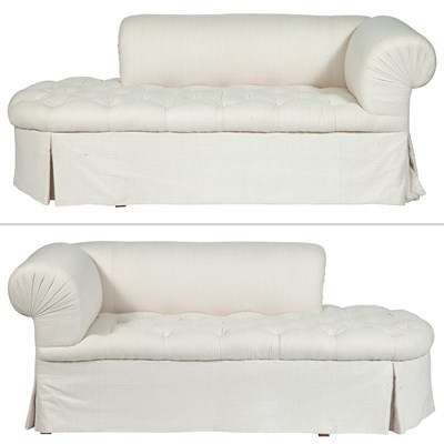 Lot 153 - Pair of Button Tufted Upholstered Chaises...