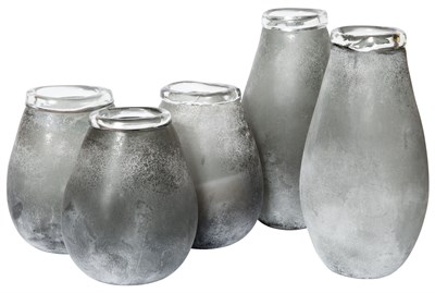Lot 355 - Group of Five Frosted Glass Vases Height of...