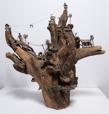 Lot 304 - Wood Stump and Metal Marquette of a Miniature...