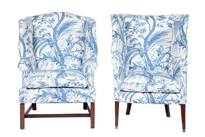 Lot 248 - Two George III Style Upholstered Mahogany Wing...