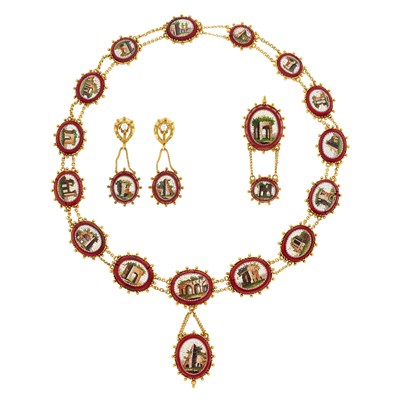 Lot 45 - Suite of Antique Gold, Micromosaic and Seed Pearl Jewelry