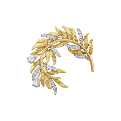 Lot 404 - Gold, Platinum and Diamond Brooch