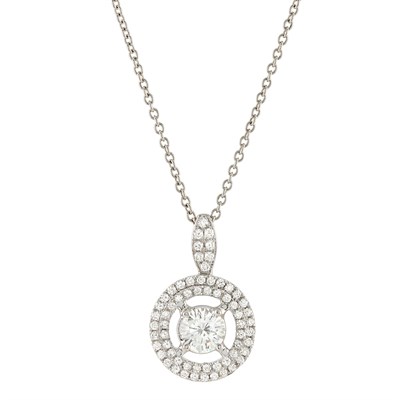 Lot 309 - Platinum and Diamond Pendant and Chain