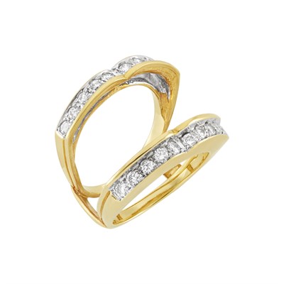 Lot 172 - Gold and Citrine Ring with Two-Color Gold and Diamond Jacket