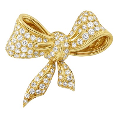 Lot 57 - Gold and Diamond Bow Brooch