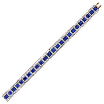 Lot 488 - Belle Époque Platinum, Sapphire and Diamond Bracelet, Boucheron, Paris