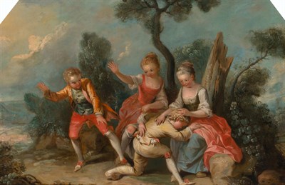 Lot 57 - Follower of Francois Boucher Hide and Seek Oil...