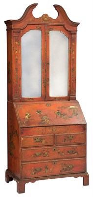 Lot 459 - Queen Anne Style Red-Japanned and Parcel-Gilt...