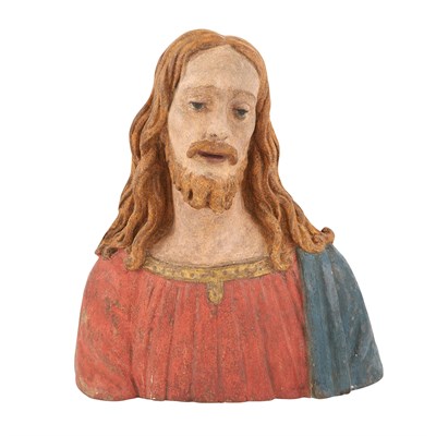 Lot 525 - Italian Painted Terracotta Bust of Christ...