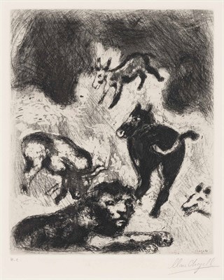 Lot 32 - Marc Chagall (1887-1985) LE LION ET L'ÀNE...