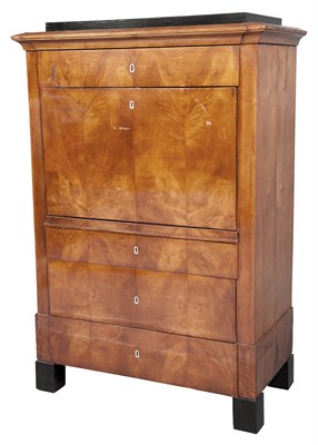 Lot 390 - Biedermeier Part-Ebonized Walnut Secrétaire à...