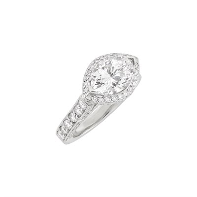 Lot 198 - Platinum, Cubic Zirconia and Diamond Ring