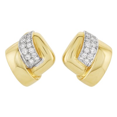 Lot 80 - Pair of Gold, Platinum and Diamond Earclips