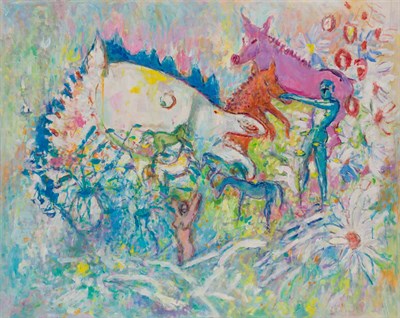 Lot 4 - 20th Century School Horse Oil on canvas 48 x...