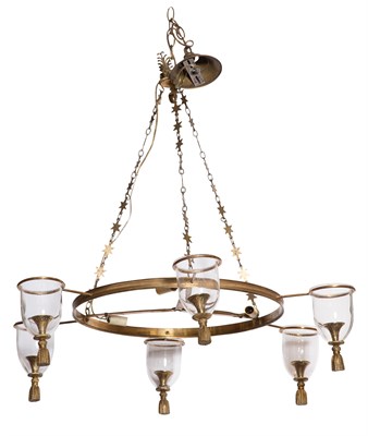 Lot 282 - Neoclassical Style Brass and Glass Nine-Light...