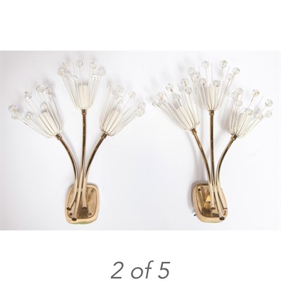 Lot 196 - Set of Five Mid-Century Style Brass and...
